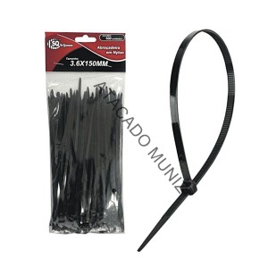 ABRACADEIRA DE NYLON PRETA 3.6X150MM 100 UNIDADES