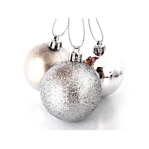 BOLA DE NATAL RIO MASTER MISTA FOSCA, LISA, GLITTER PRATA 4CM