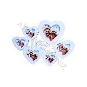 PORTA RETRATO MURAL LOVE CORACAO 6 FOTOS BRANCO