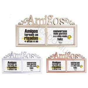 PORTA RETRATO 10X15 DUPLO COM MOLDURA DE PLASTICO AMIGOS