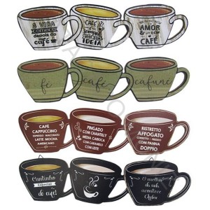 ENFEITE QUADRO DECORATIVO QUADRO DE MADEIRA 3 XICARAS CANTINHO DO CAFE FRASES