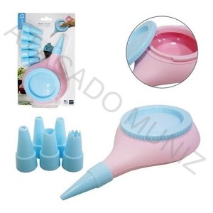 DECORADOR DE BOLO BISNAGA PARA CONFEITAR DE SILICONE COM 6 BICOS