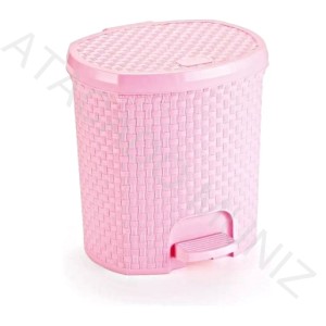 LIXEIRA NITRON RATTAN 6 LITROS ROSA BABY