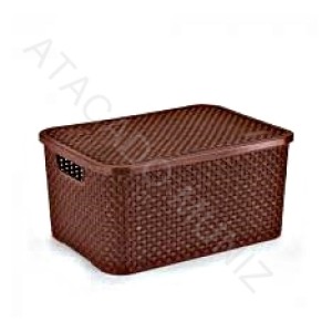 CESTO DE ORGANIZACAO COM TAMPA NITRON MARROM