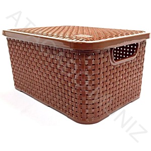 CAIXA ORGANIZACAO NITRON RATTAN GRANDE MARROM COM TAMPA