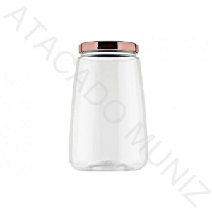 POTE 3 LITROS TRANSPARENTE METAL ROSE