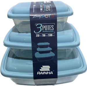 kit 3 potes rainha retangular 350ml/700ml/1500ml